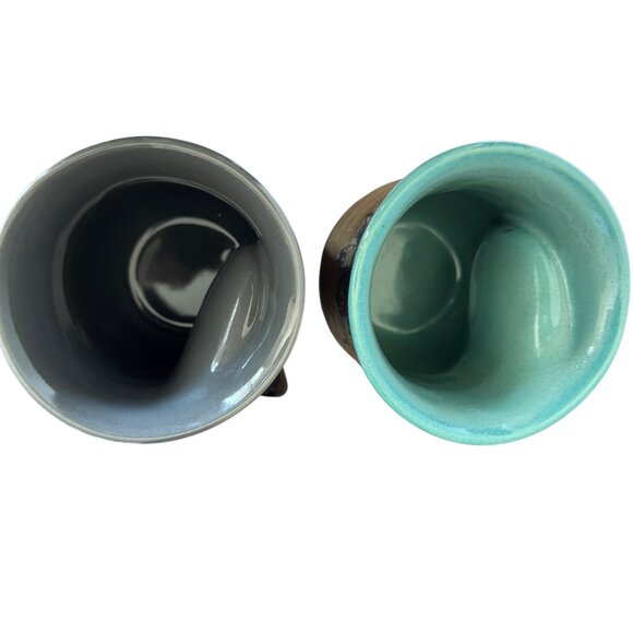 Neher Pottery In Motion Stoneware Handwarmer Mugs Right handed Style Set Of 2 - Picture 12 of 15